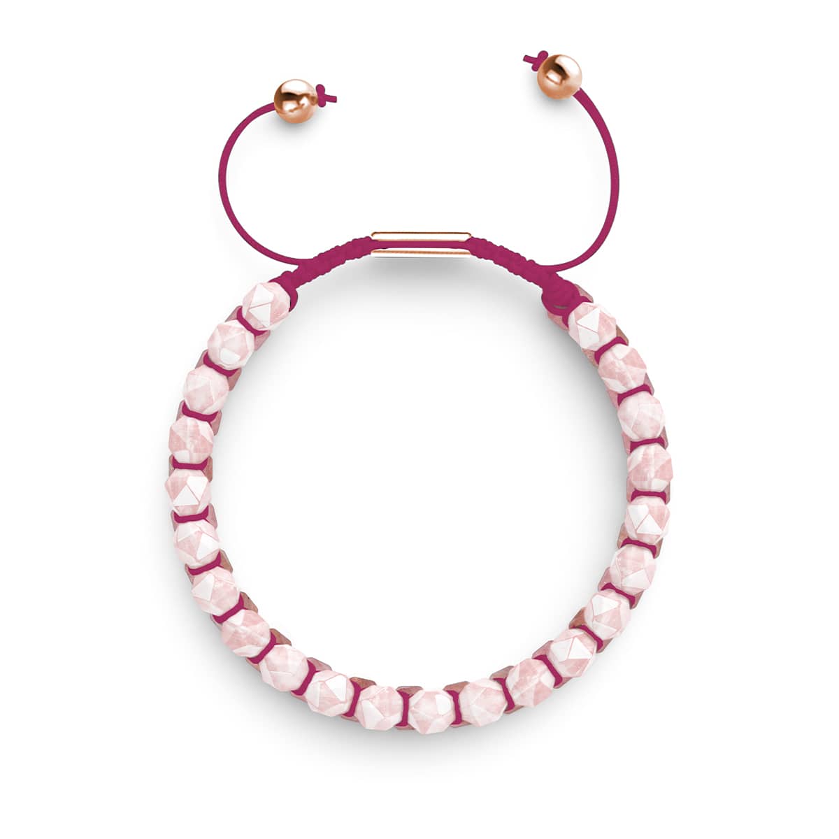 Quartz rose et quartz rose | Or rose | Bracelet double géométrique